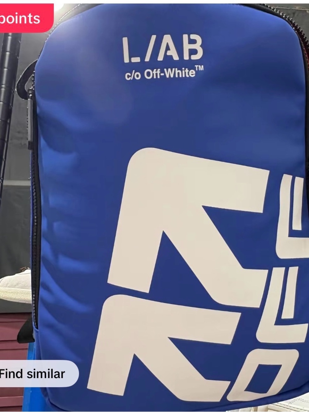 Off-White Blue Backpack with White Graphic Logo